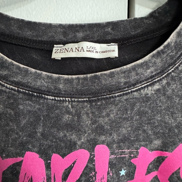Zenana Outfitters Black and Pink Graphic Tee - Picture 2 of 3
